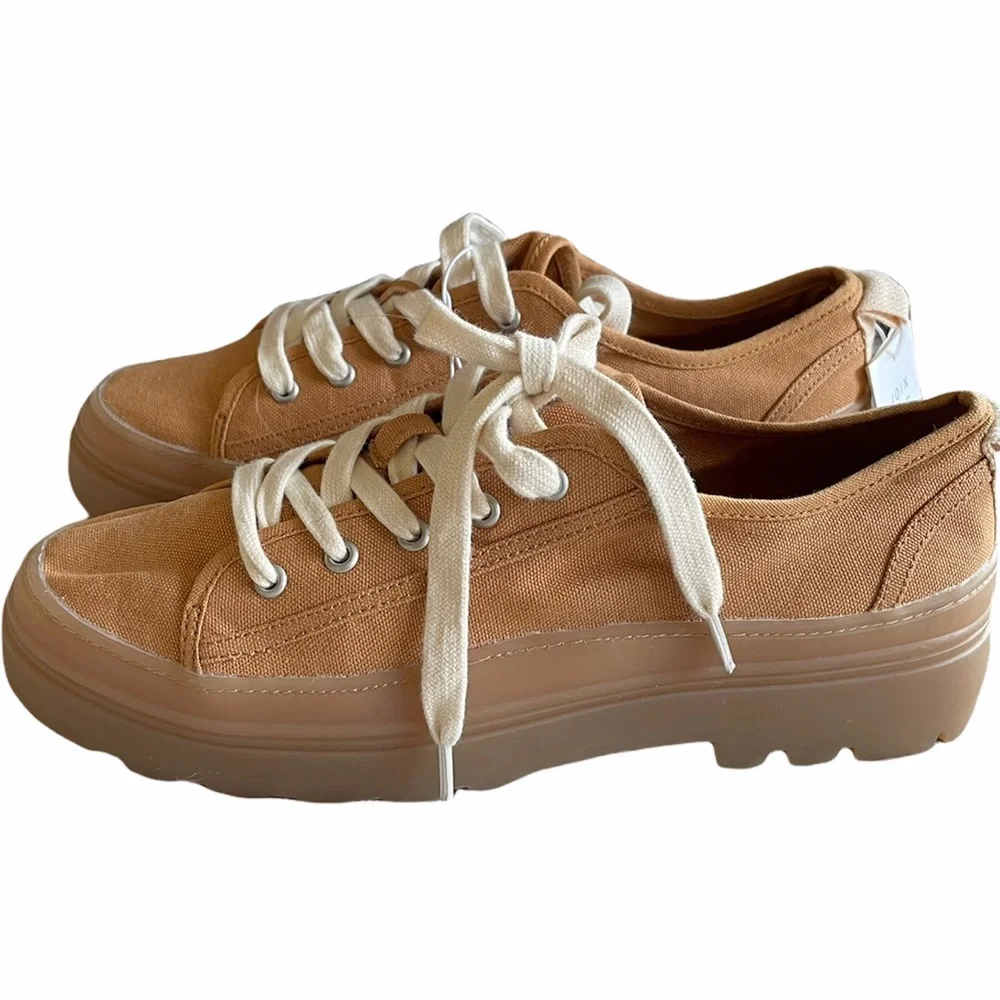 NWT Zara Chunky Platform Lace Up Sneakers Tan / Brown EU 39 US 6 Lug Sole